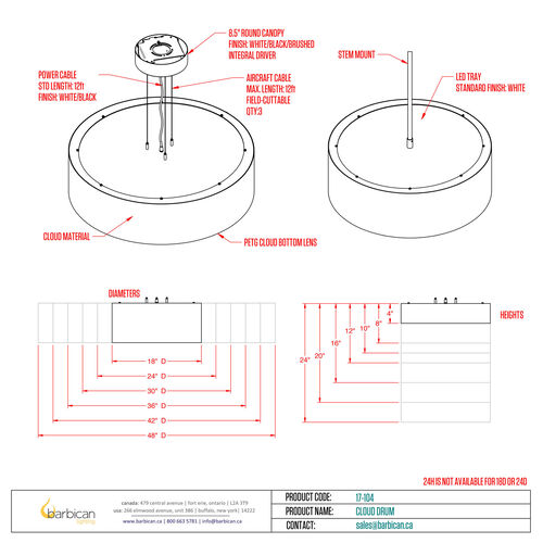 Barbican Lighting Cloud Drum LD